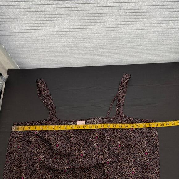 Cabernet Brown Animal Print Scoop Neck Wide Straps Short Night Gown Size 3x - Picture 7 of 8